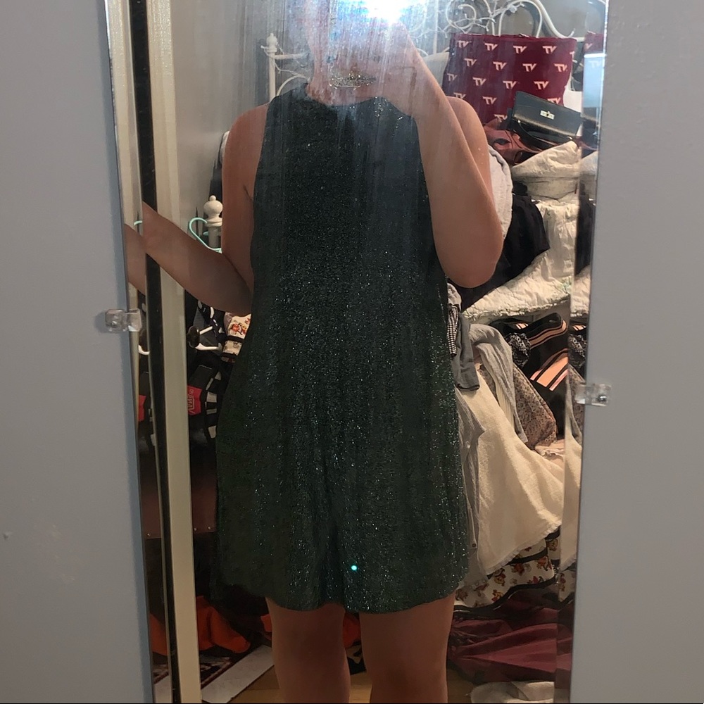 SPARKLY GREEN HIGH NECK DRESS